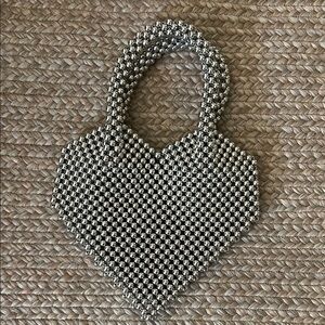 Chic Silver Mini Bag with Heart Shape
